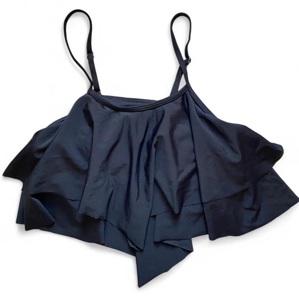 Black ruffle swim top